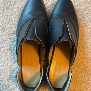 Black Leather Slip-On Shoes